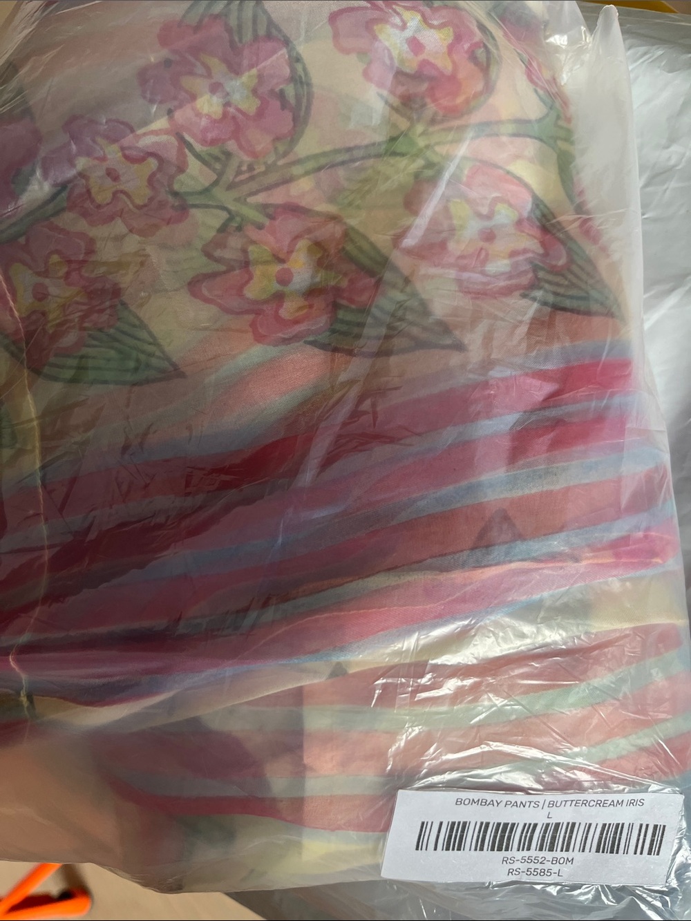 Rujuta Sheth NWT Bombay Pants Sheer Floral Stripe in Buttercream Iris size L - Picture 9 of 9